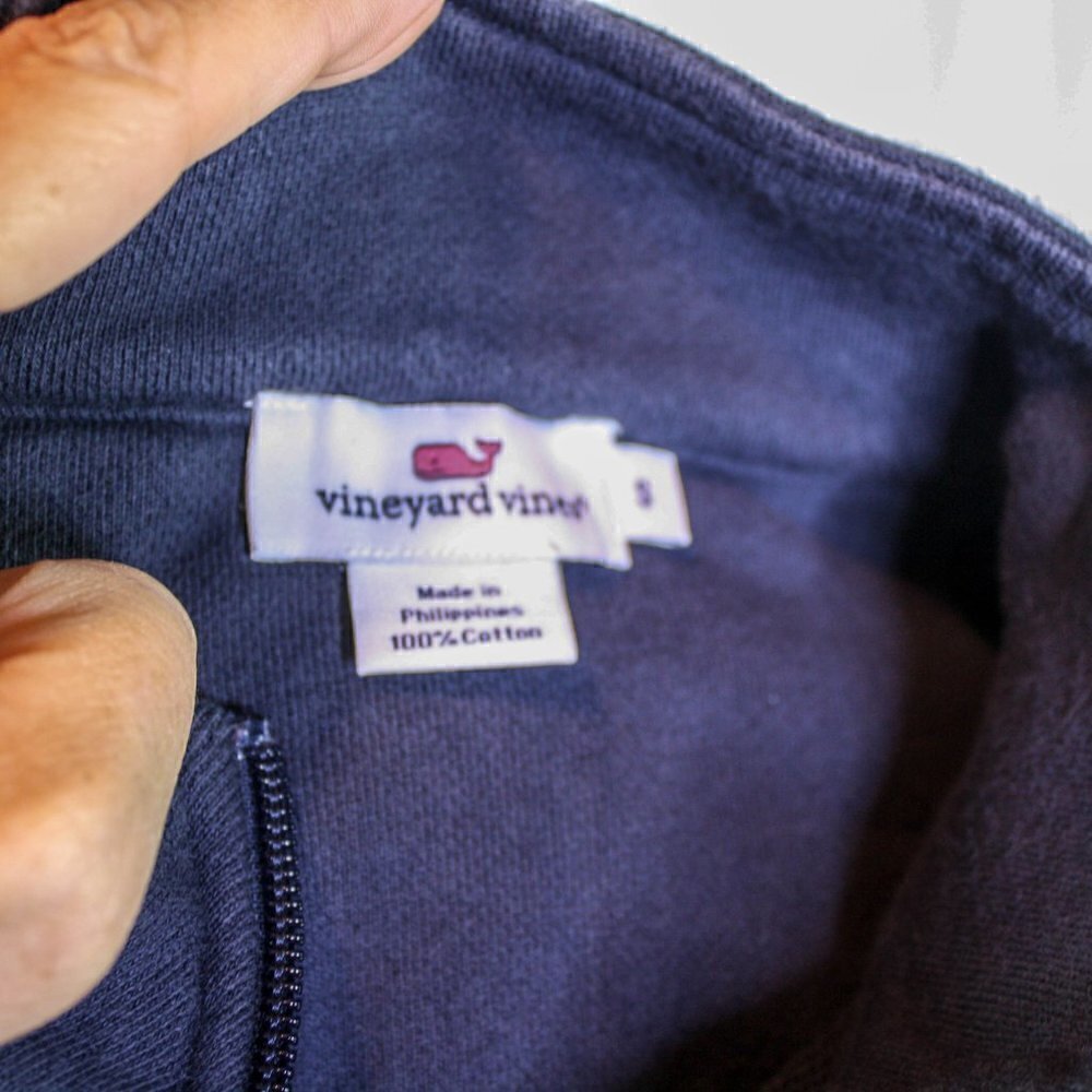 Vineyard Vines Sweatshirt 1/4 Zip Pullover Style Dark Blue 100% Cotton S… - Picture 6 of 6